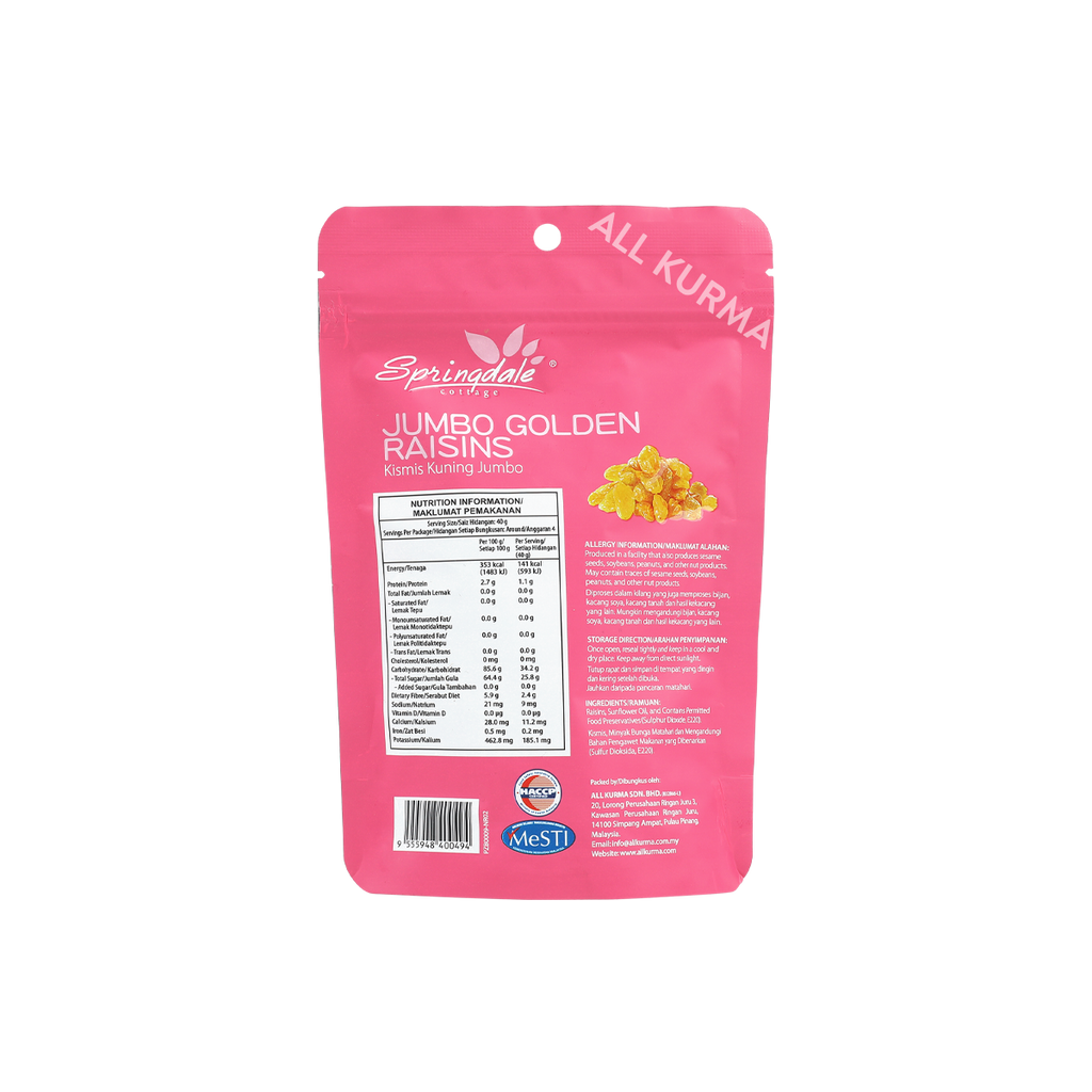 Springdale Cottage Jumbo Golden Raisins
