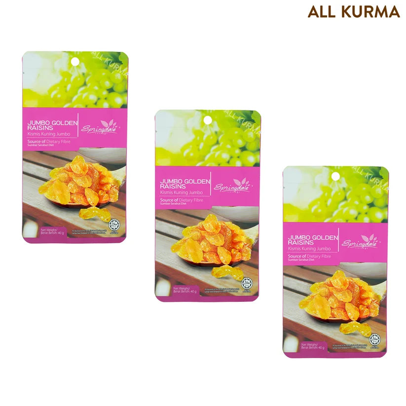 Springdale Cottage Jumbo Golden Raisins In Pouch 40g