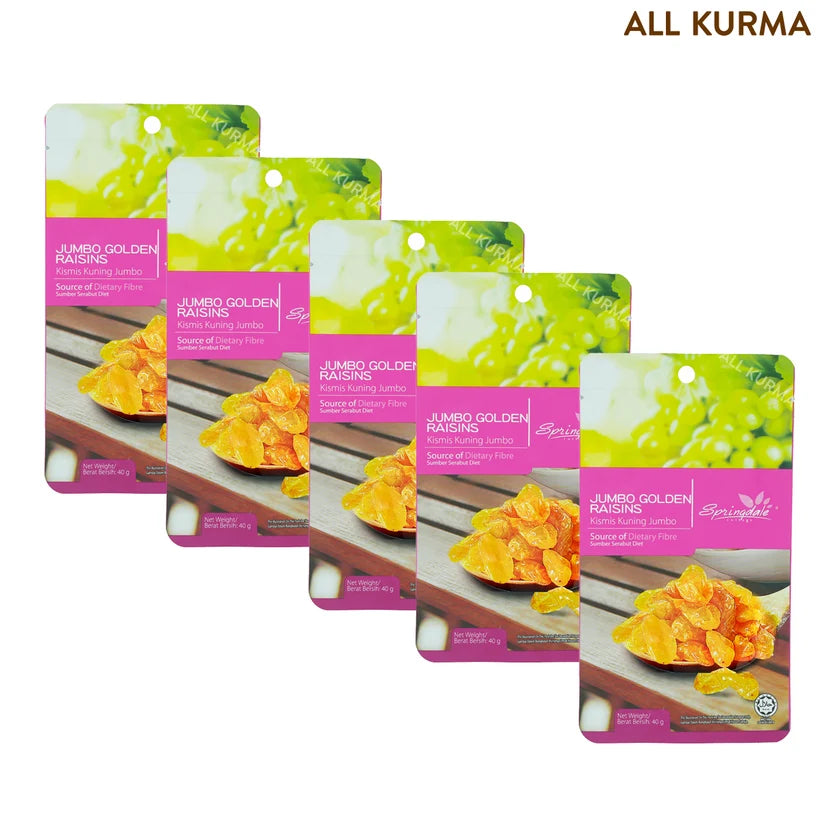 Springdale Cottage Jumbo Golden Raisins In Pouch 40g